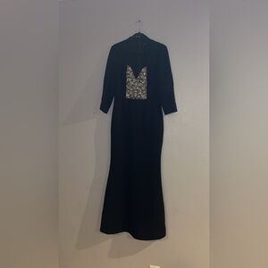 Badgley Mischka Black Dress with Silver Accents